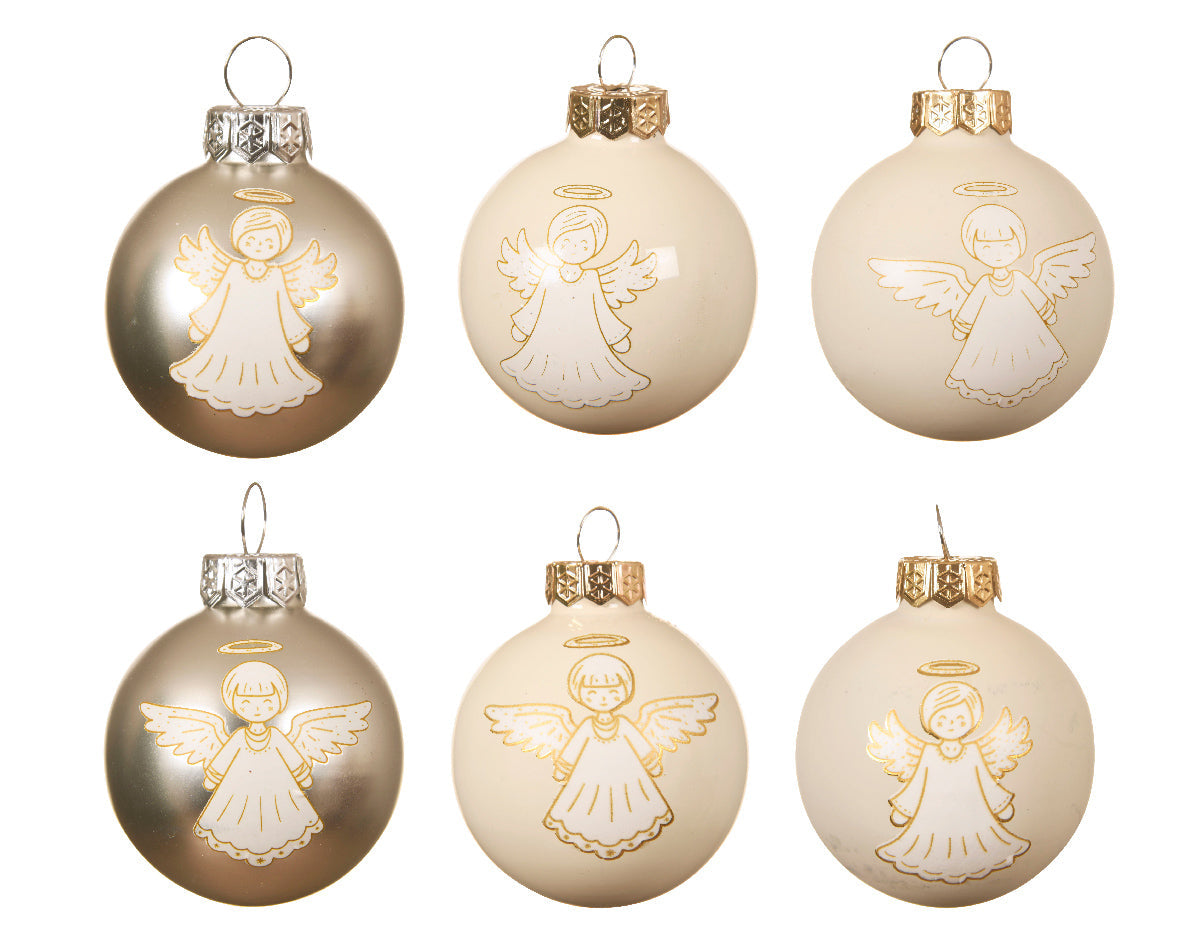 Bola de navidad de cristal con angeles diferentes.
