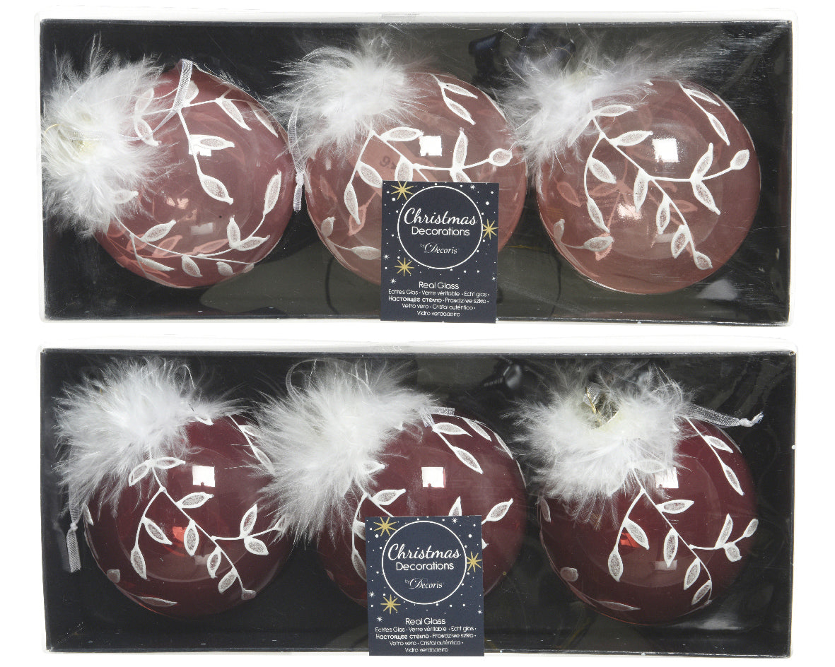 Bola de navidad de cristal rojo y blanco