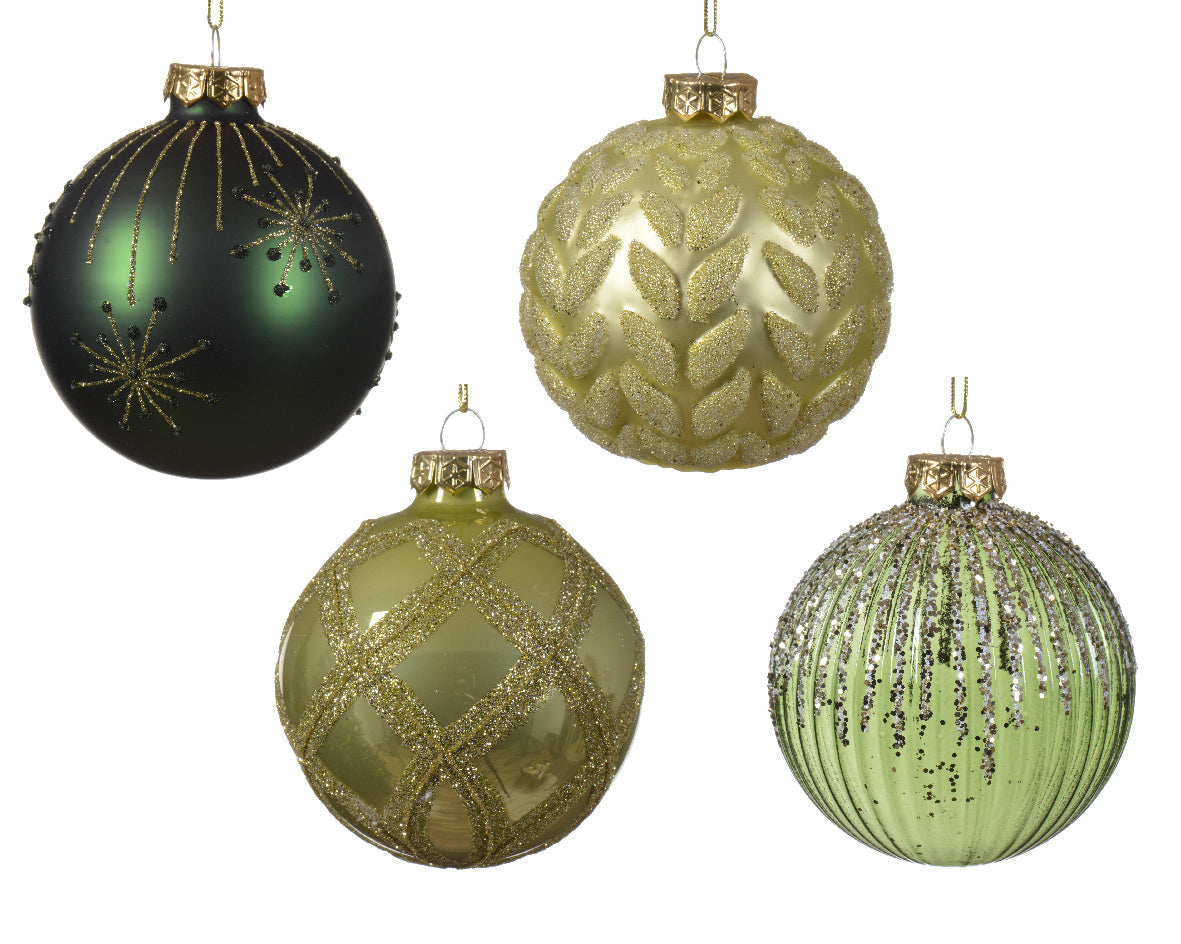 Bolas de navidad color vere y  dorado vidrio