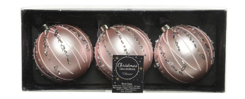 Bola navideña de cristal tonos rosas dia8.00cm