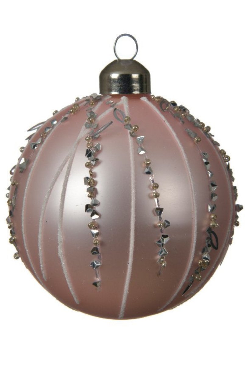 Bola navideña de cristal tonos rosas dia8.00cm