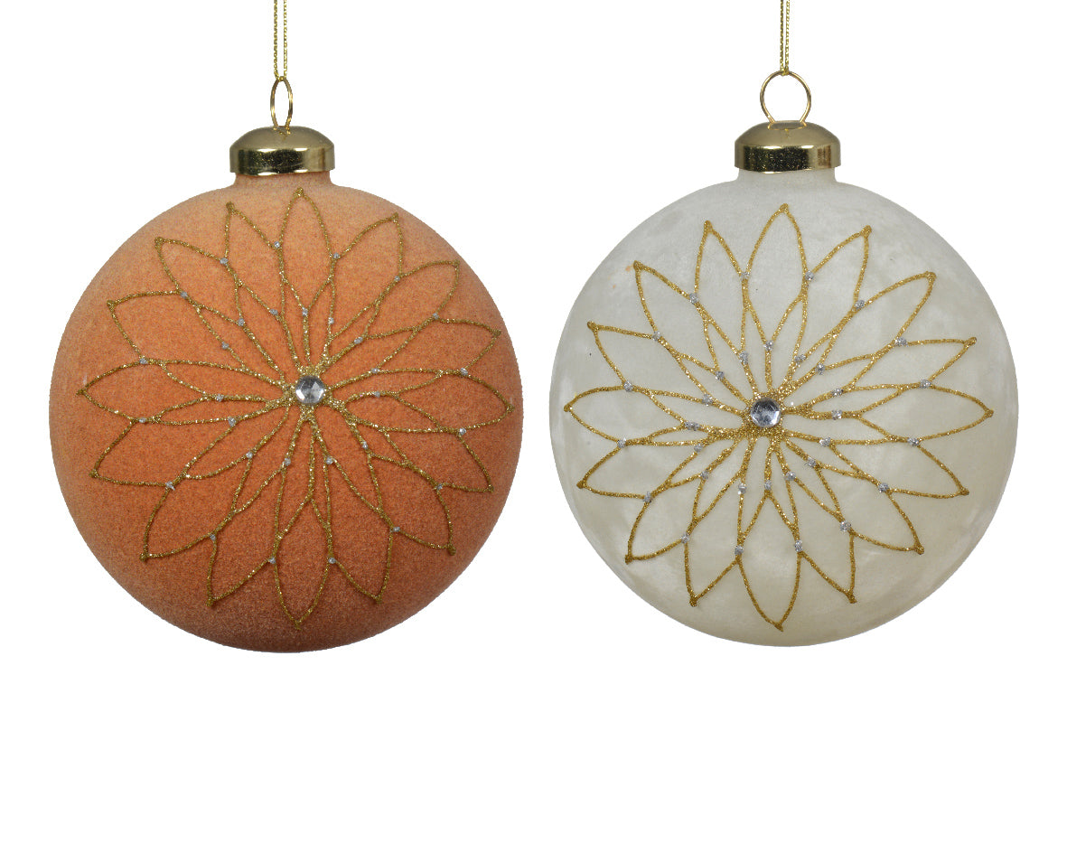 Bola de Navidad anaranjada y blanca de vidrio adornos de cristal