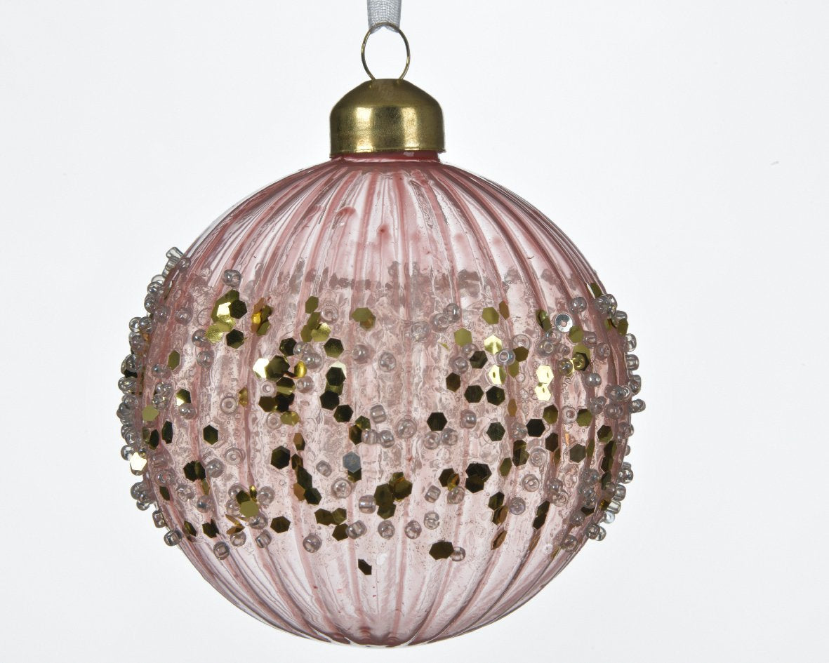 Bola navideña de cristal  en tonos rosas dia8.00cm