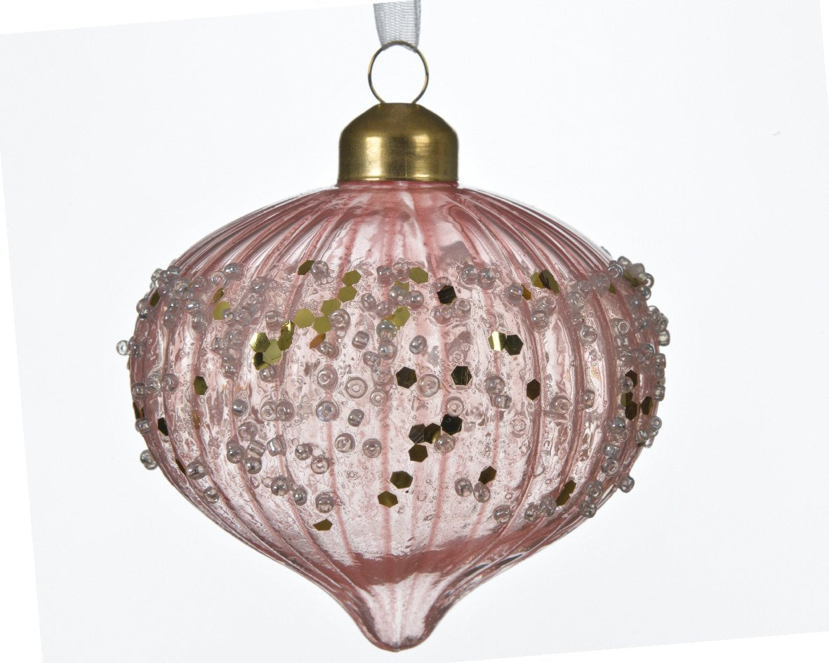 Bola navideña de cristal  en tonos rosas dia8.00cm