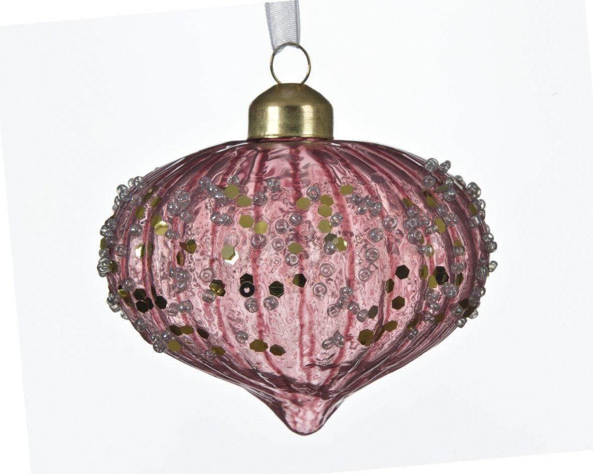 Bola navideña de cristal  en tonos rosas dia8.00cm