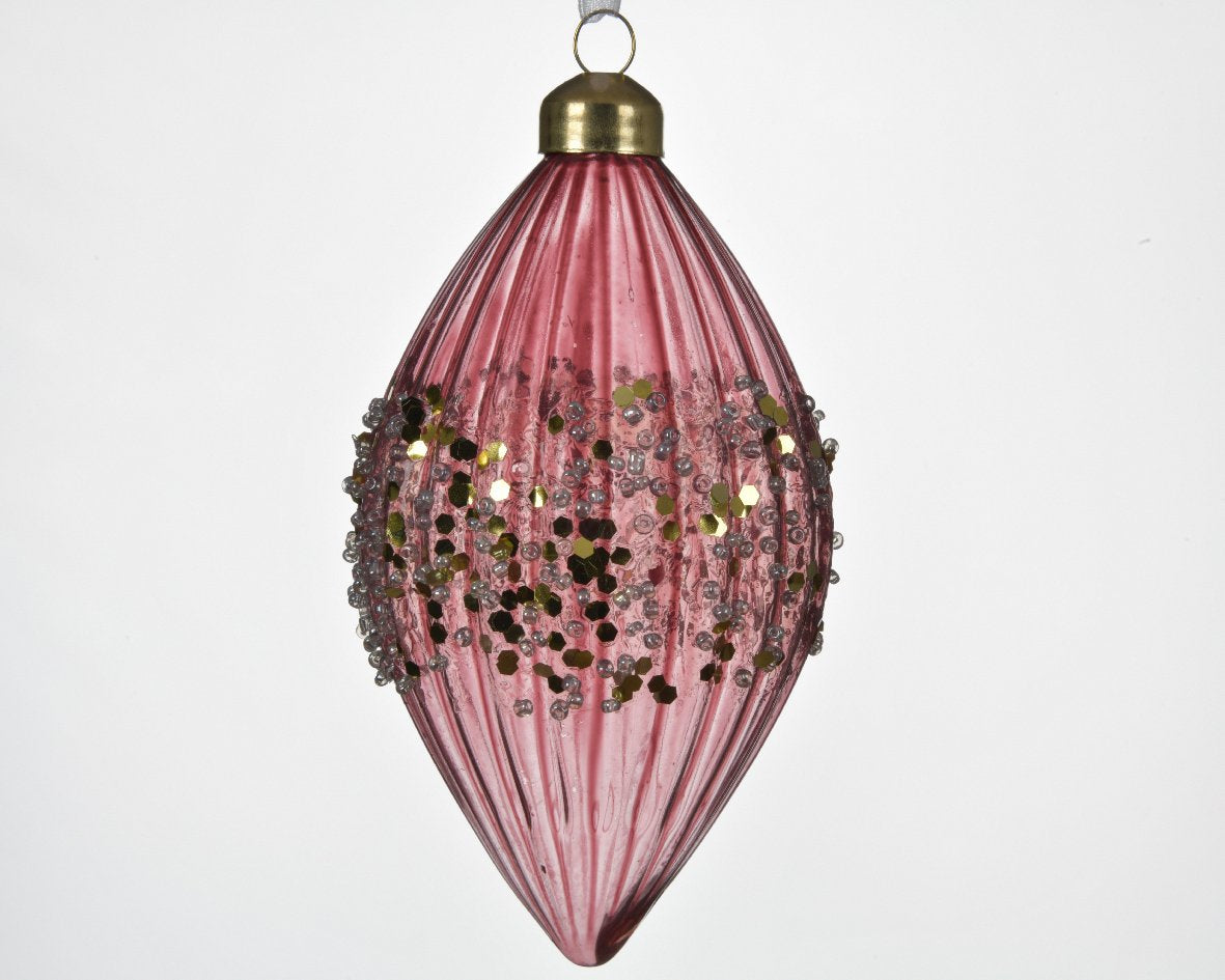 Bola navideña de cristal  en tonos rosas dia8.00cm