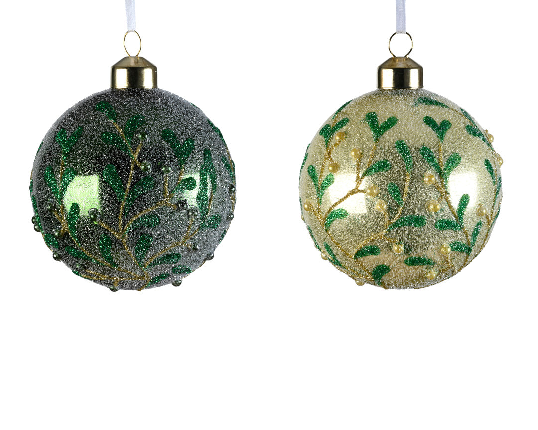 Bolas de navidad color verde conadorno  interior dorado y dorado con adorno interior verdee núm. 069855