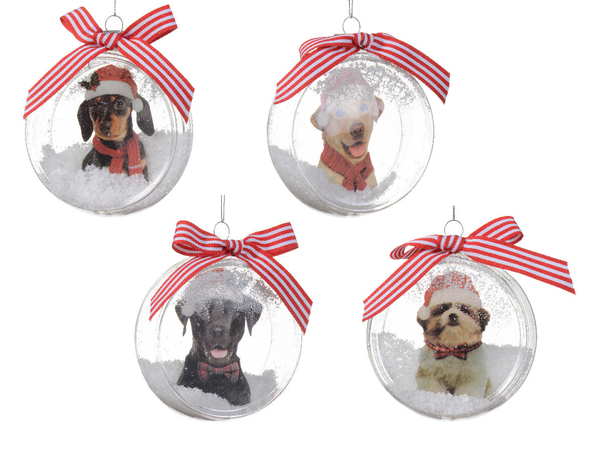 Bolas de navidad con adorno interior de perro
