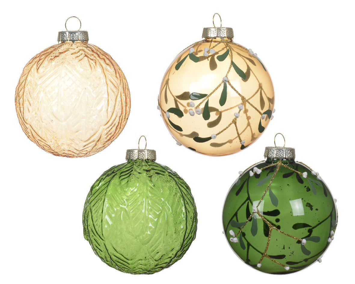Bola de navidad verdes y doradas adorno de cristal