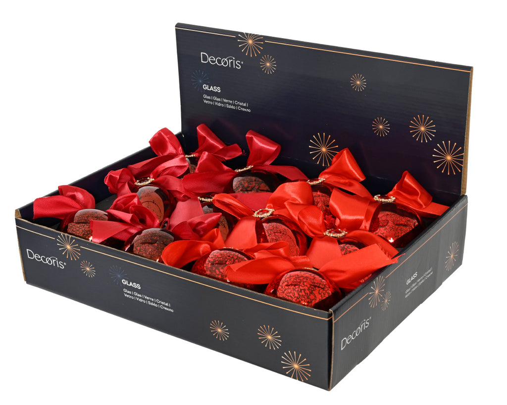 Ornamento de Navidad rojo con lazo de 8cm