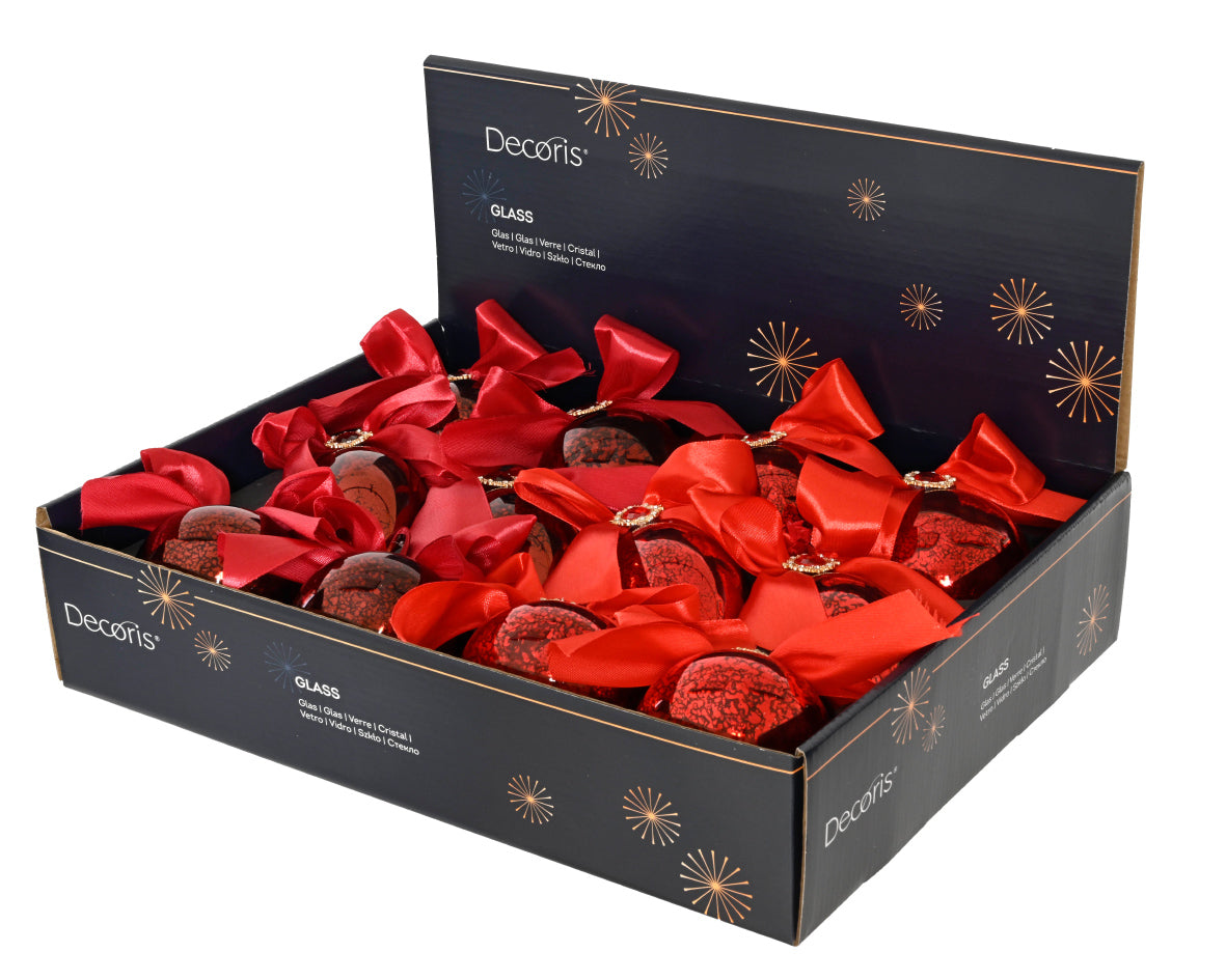 Ornamento de Navidad rojo con lazo de 8cm