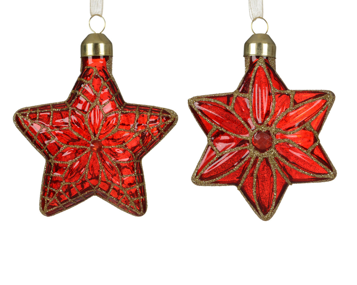 071688-Adorno de estrella de cristal roja de 8 cm-navidad-envio-canarias