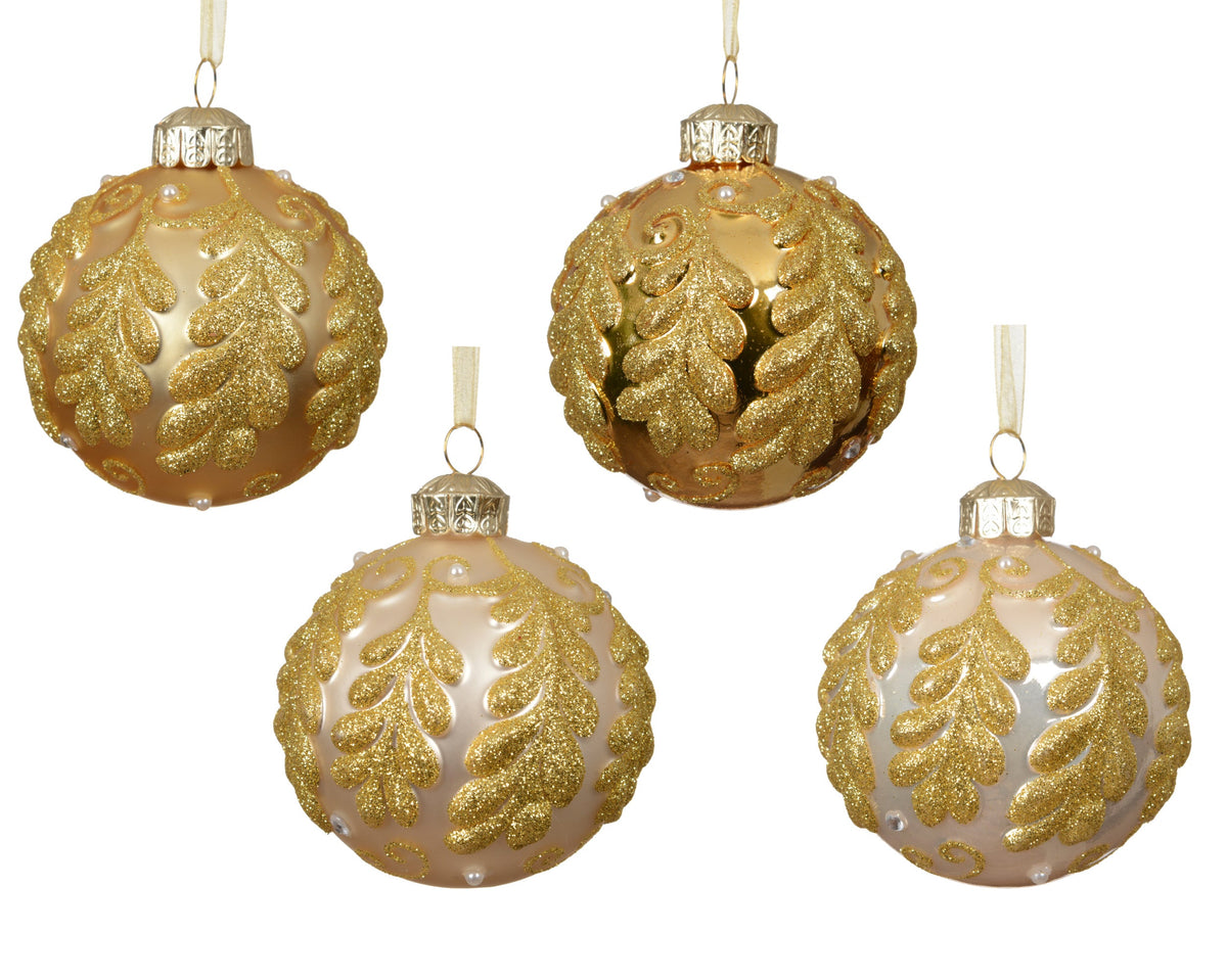 071729-Adornos de cristal con ramas doradas 8 cm-navidad-envio-canarias