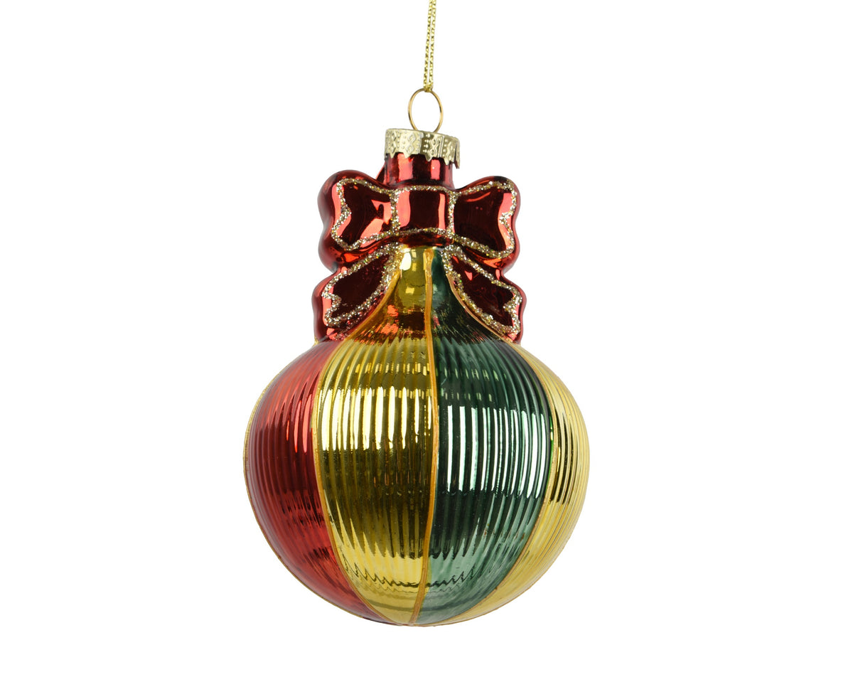 071899-Adorno de cristal redondo multicolor con lazo 8 cm-navidad-envio-canarias