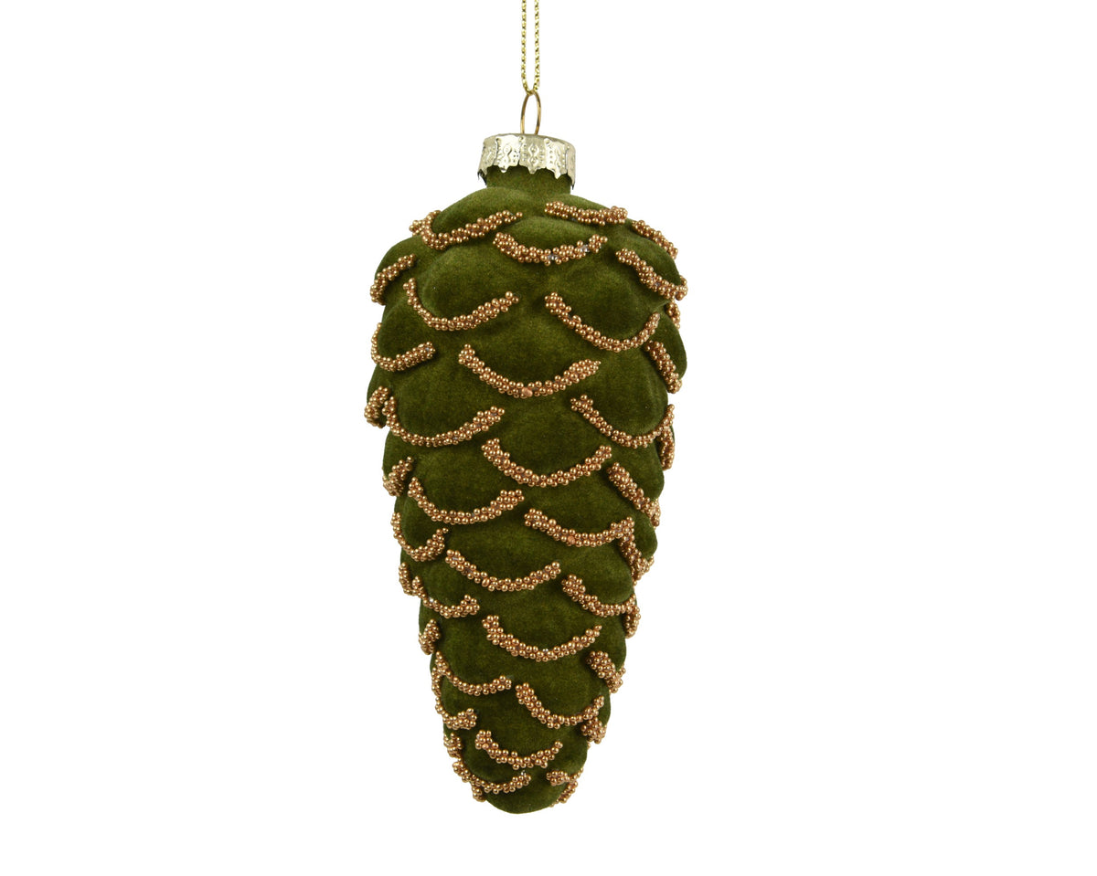 071905-Adorno de piña de cristal verde de 6 cm-navidad-envio-canarias