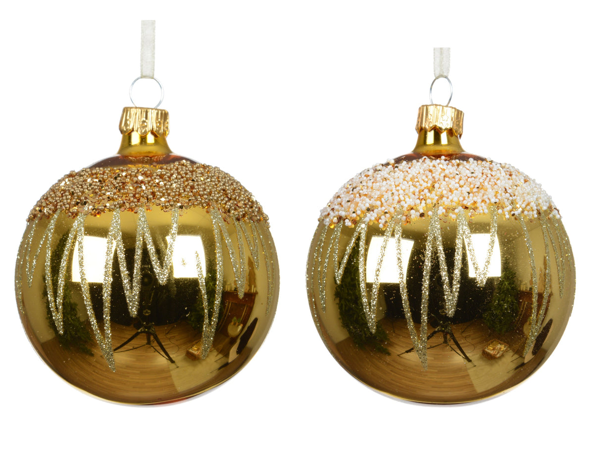 082528-bola de Navidad de Navidad de cristal decorada  oro claro 8 cm-navidad-envio-canarias