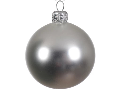 6x Bolas de navidad lisas plateadas mate de plástico de 8cm