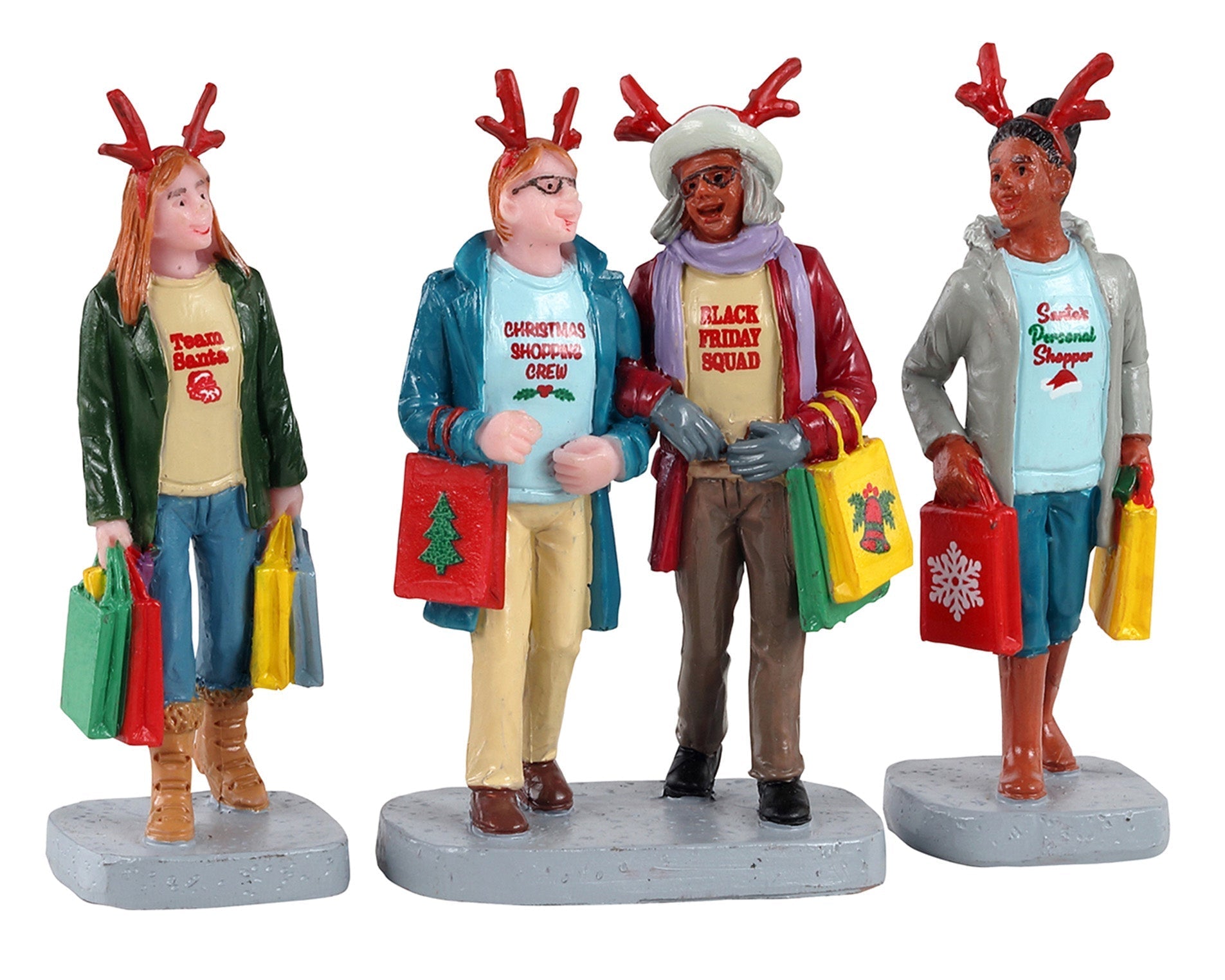 Chicas En Viaje De Compras Navideñas, Set De 3