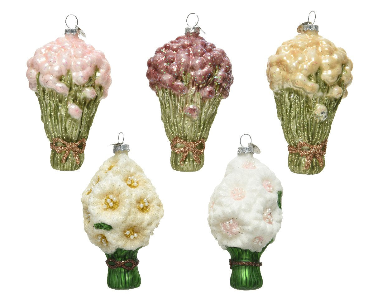 Ornamento Navideño de cristal tonos rosas W6.50-A12.00cm