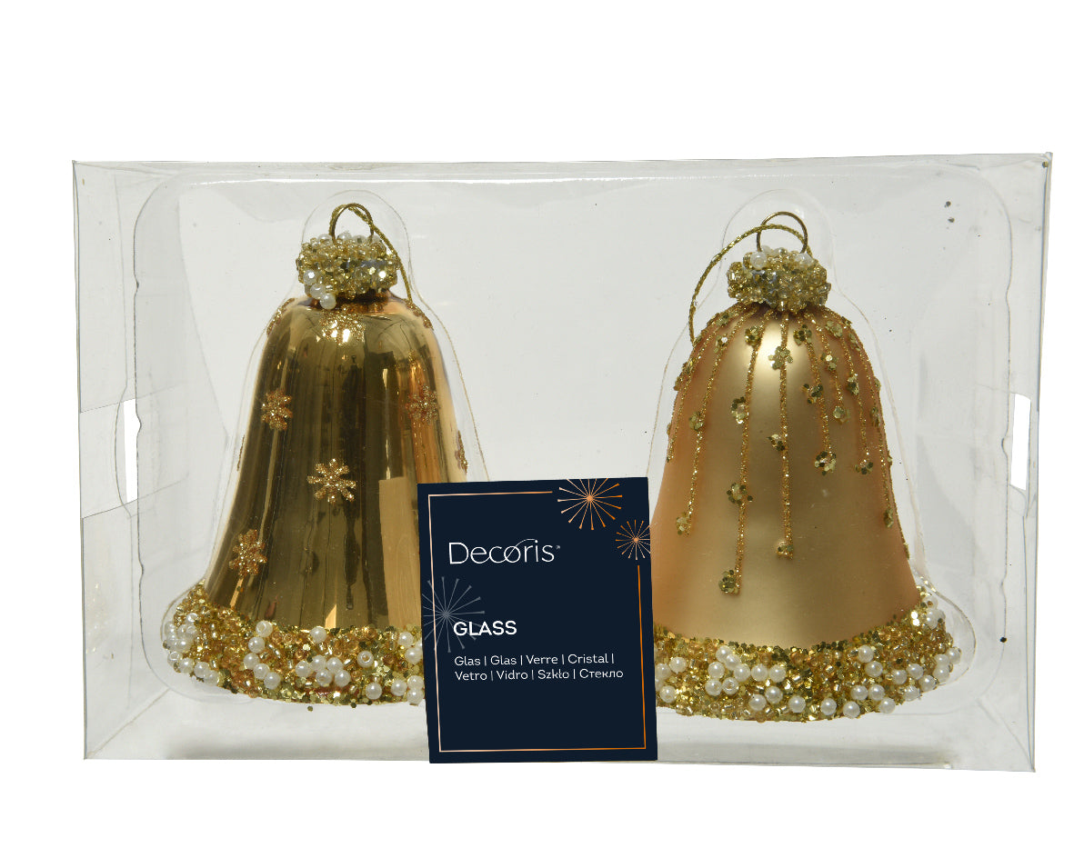 Campanas doradas vidrio  de navidad núm. 120589