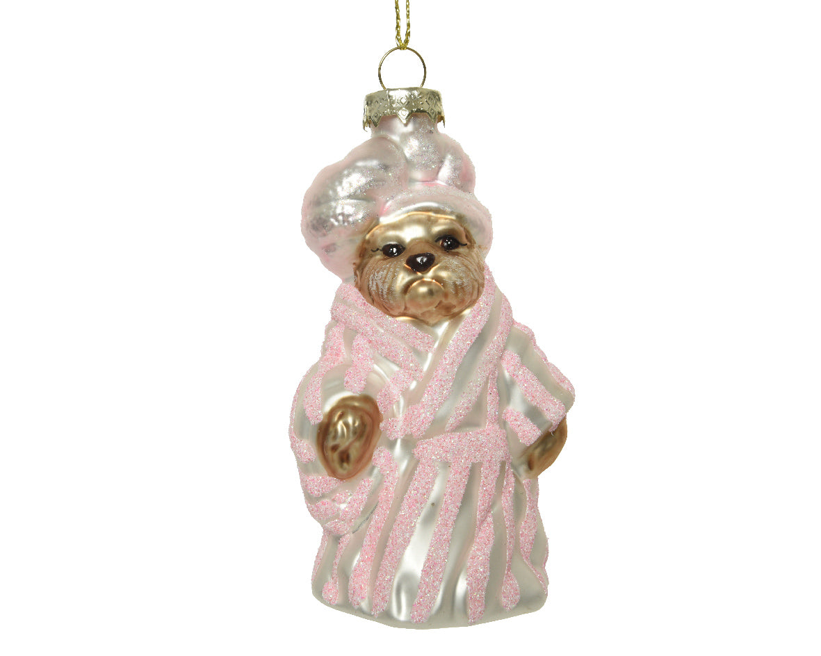 Perro de cristal noche color rosa