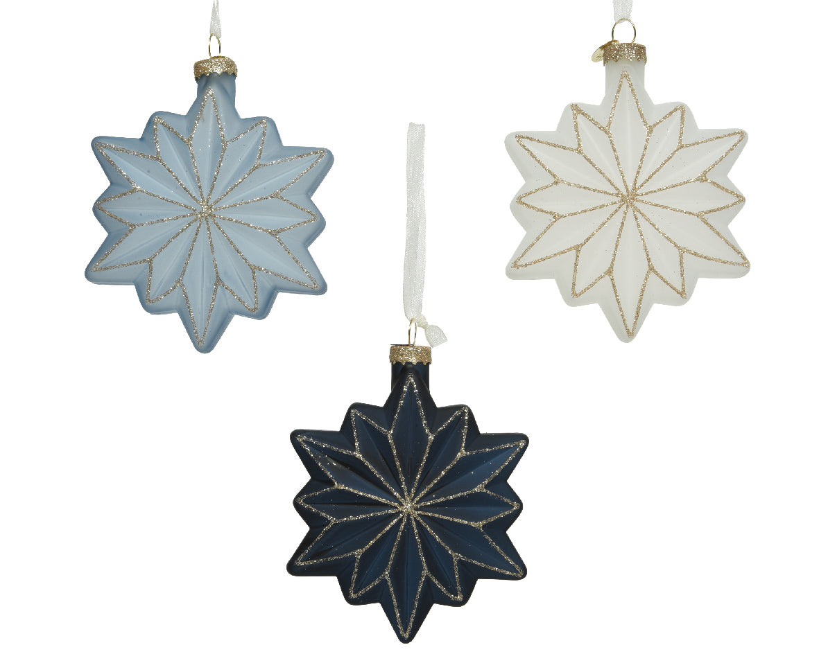 Estrellas adornos navideños azul, negra y plateada