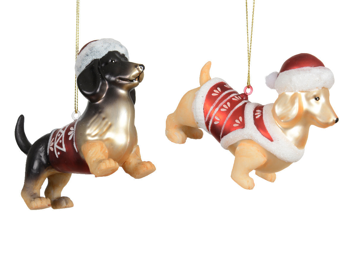 Ornamento de navidad de perro salchicha de 10cm