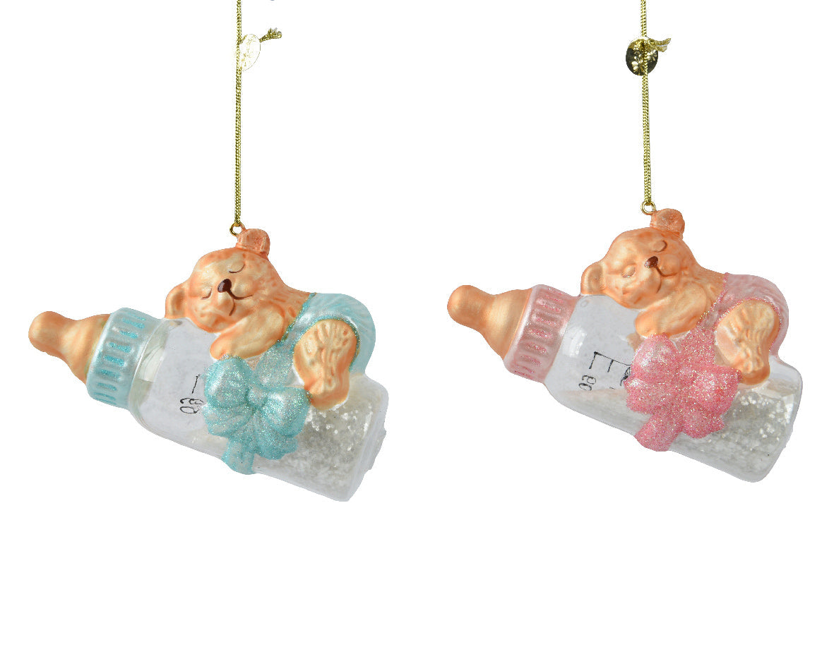 Ornamento de navidad Mi primer bebe oso con Biberon de 12cm