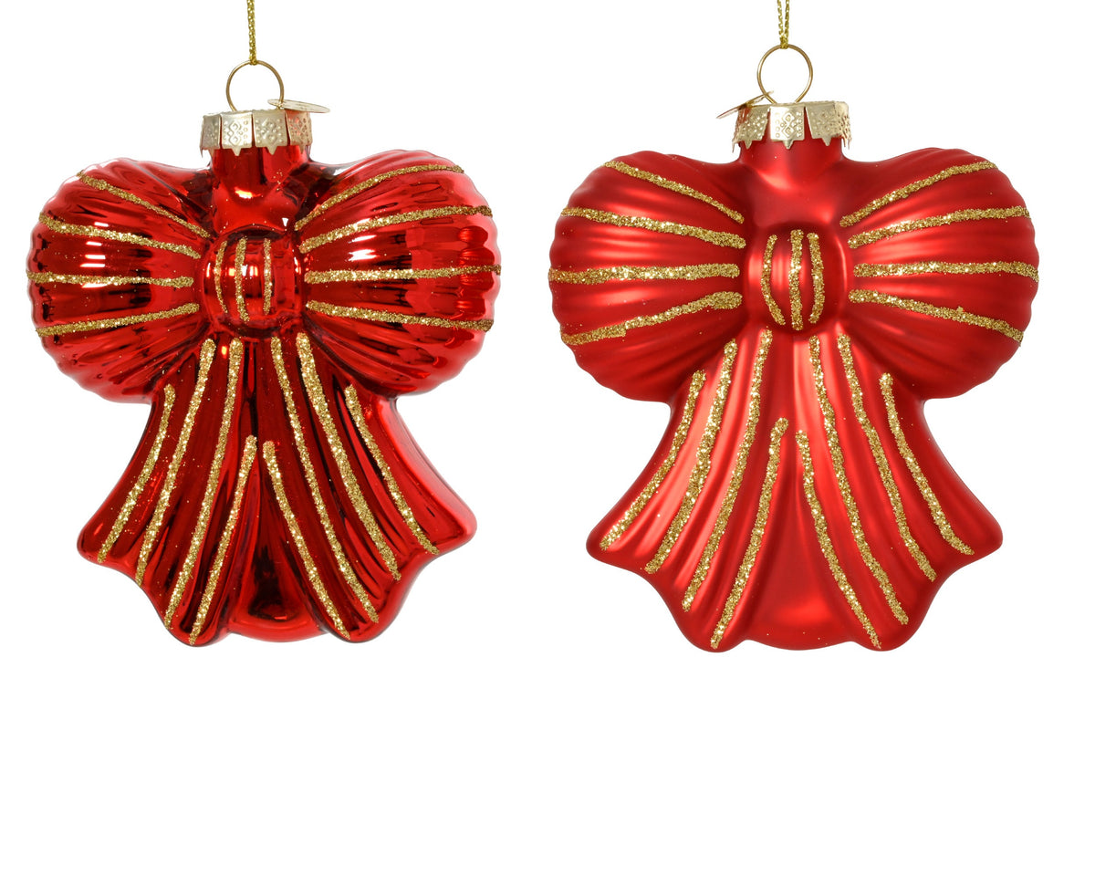123964-Figura de cristal con forma de lazo navideño rojo 10 cm-navidad-envio-canarias