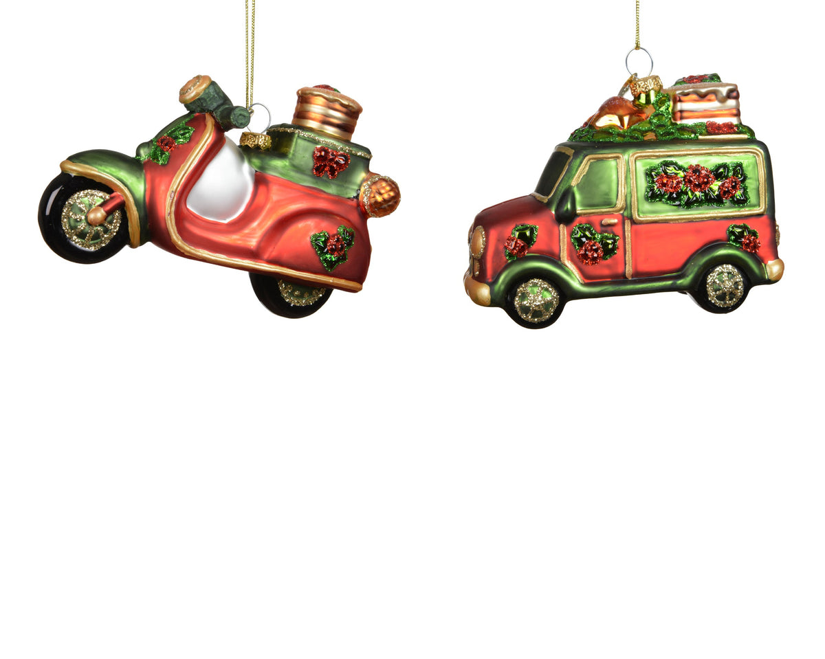 124007-Figuras de cristal scooter y coche-navidad-envio-canarias