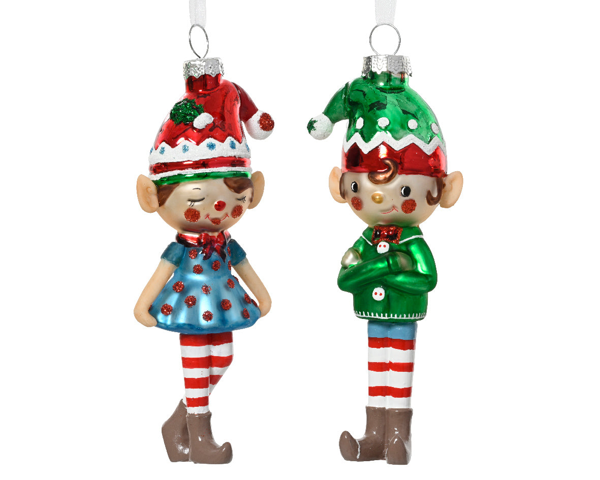 129648-Figura de elfo de cristal 14 cm-navidad-envio-canarias