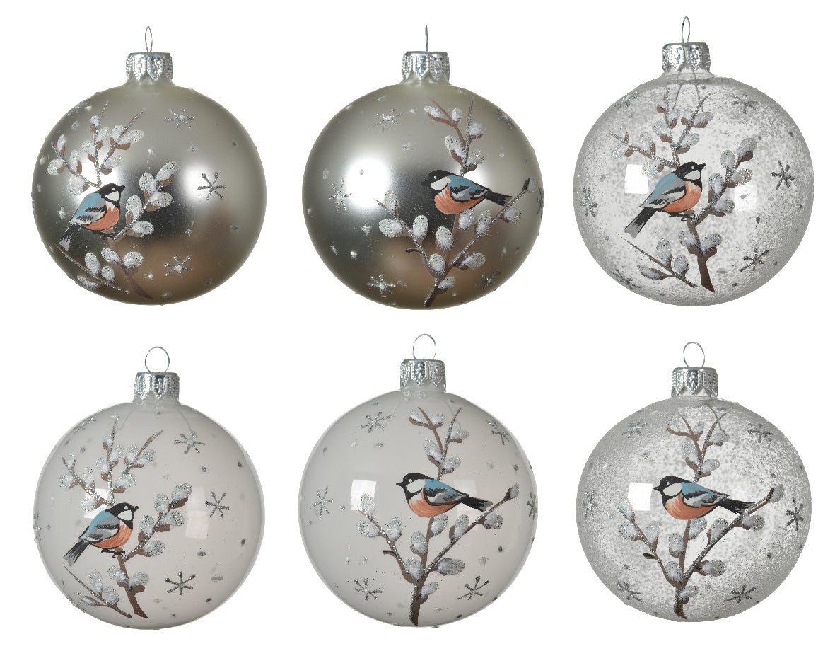Bola de navidad gris y plateado de vidrio adornos de cristal