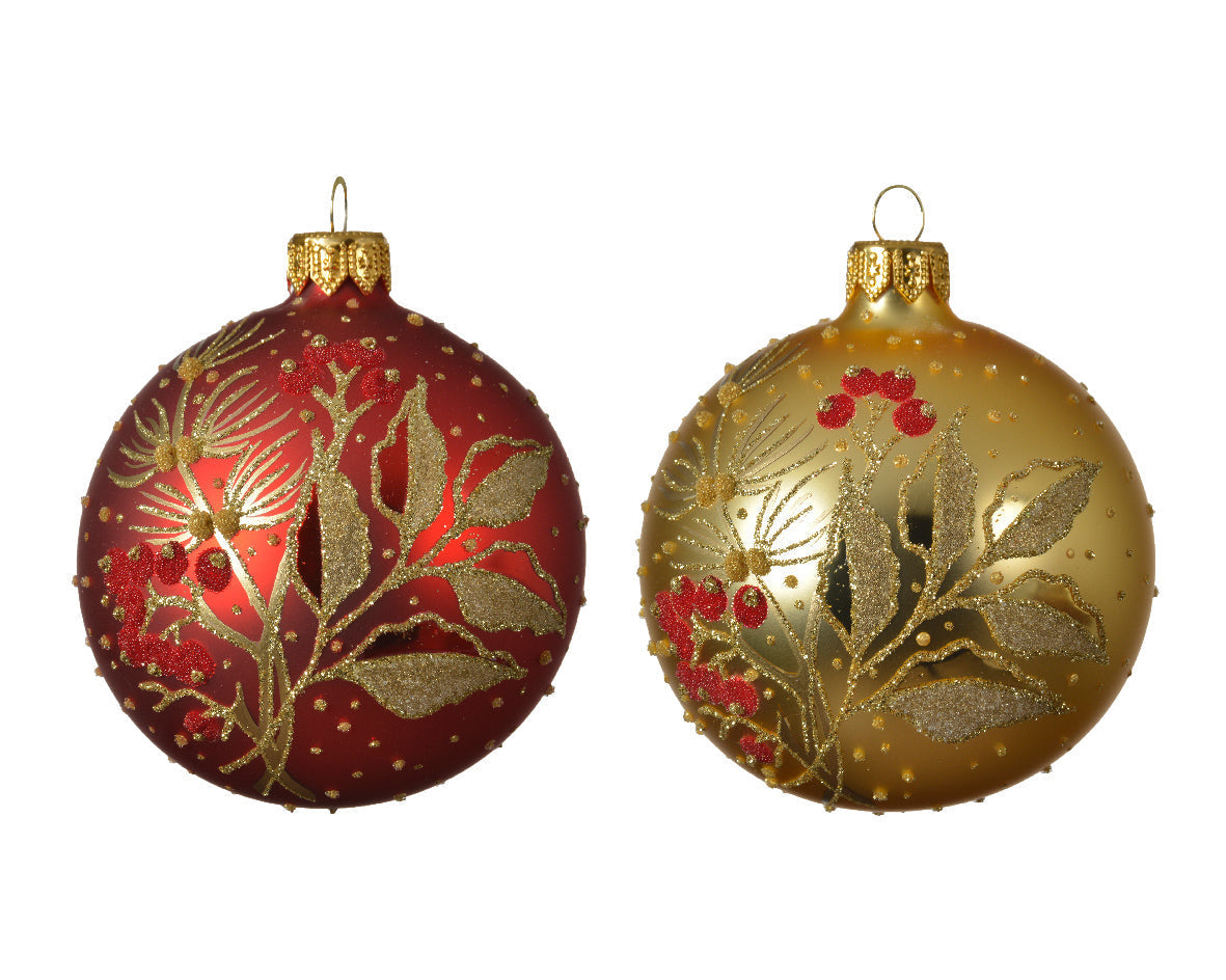 Hojas de bola de navidad de cristal