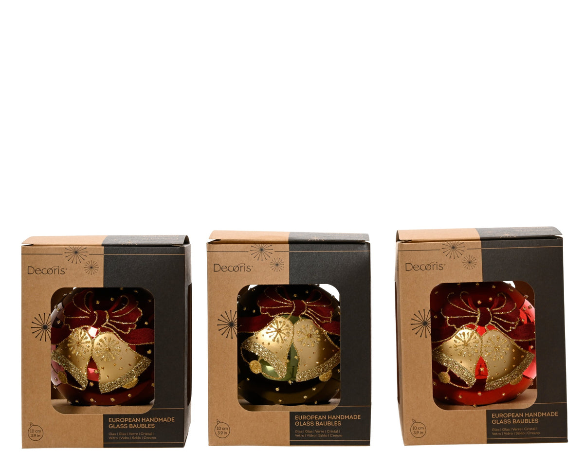 133688-Adorno navideño de cristal con campanillas 10 cm-navidad-envio-canarias