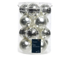 16x Bolas de navidad lisas plateadas de cristal de 8cm