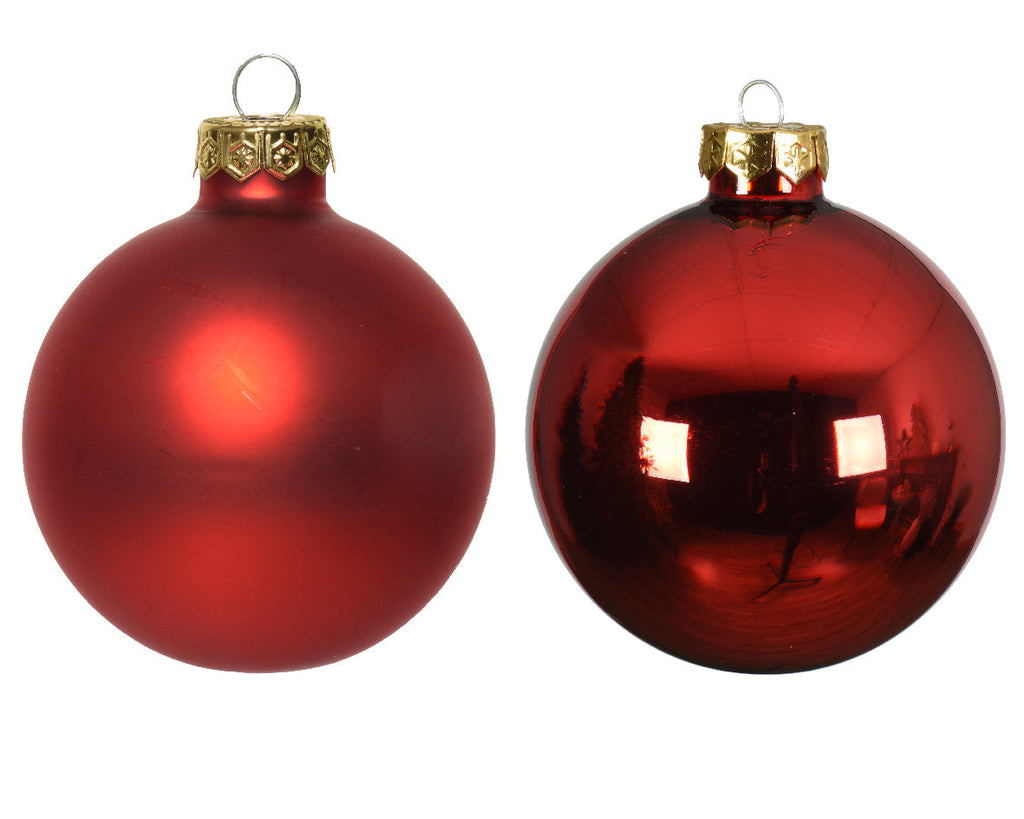 16x Bolas de Navidad lisas rojas 8cm