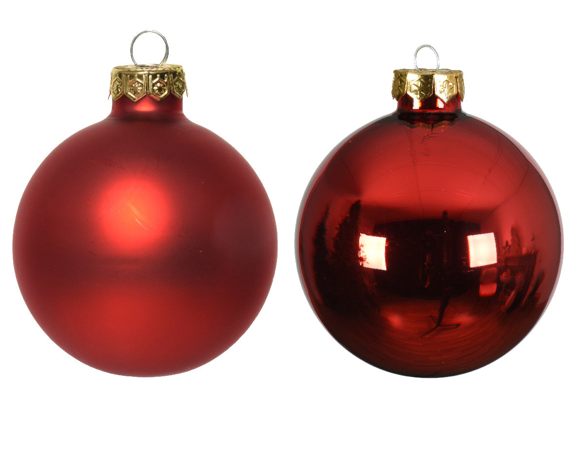 16x Bolas de Navidad lisas rojas 8cm