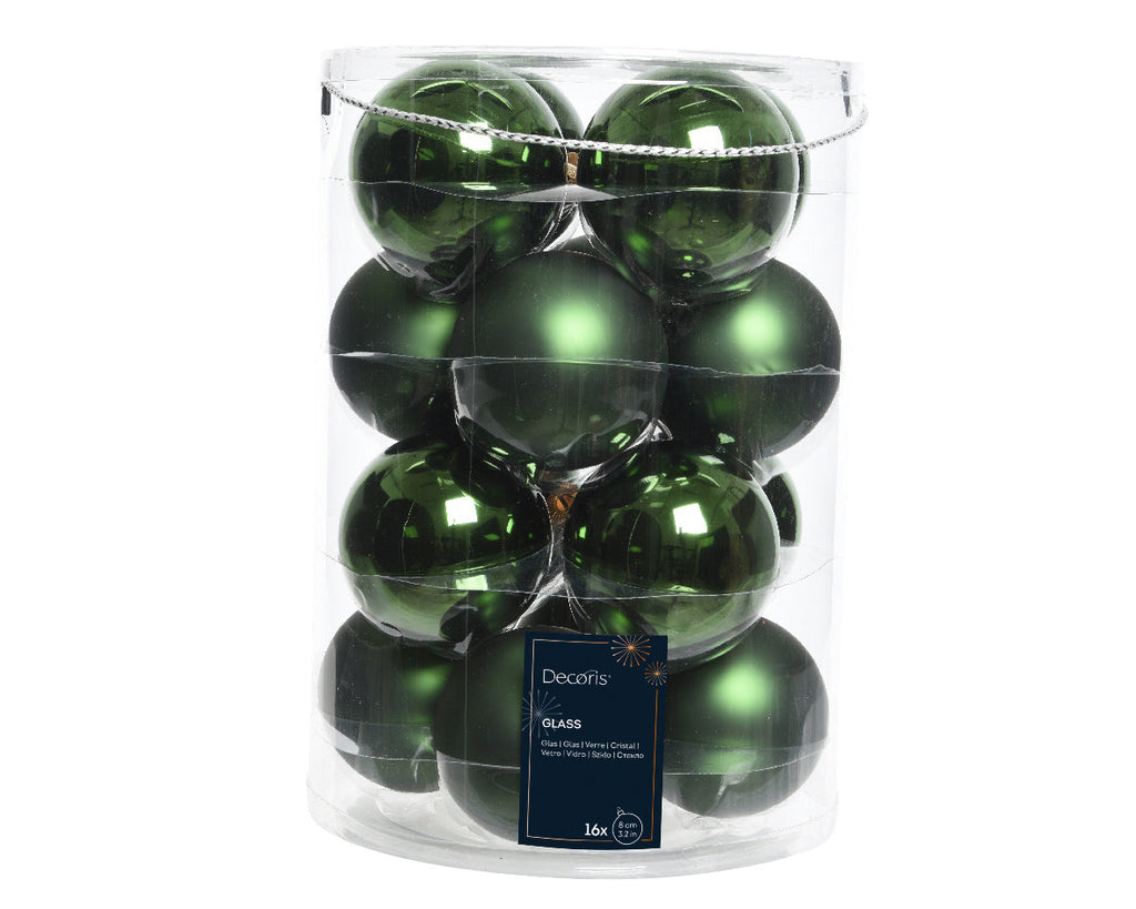 16x Bolas lisas verdes de cristal de 8cm