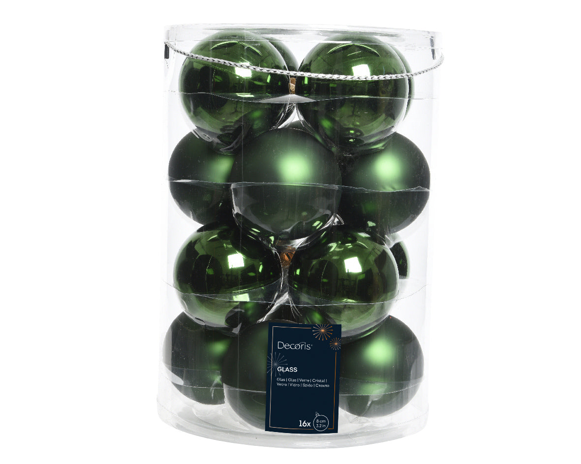 16x Bolas lisas verdes de cristal de 8cm