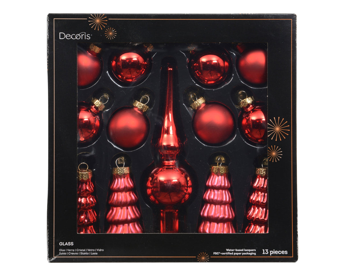 149371-Juego de adornos navideños de cristal rojo 31 cm-navidad-envio-canarias