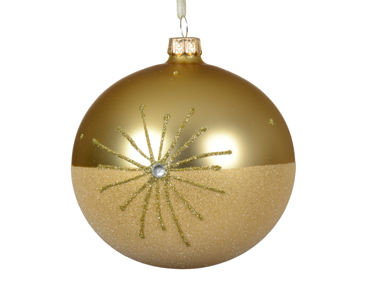 Bola de navidad dorada de cristal de 10cm