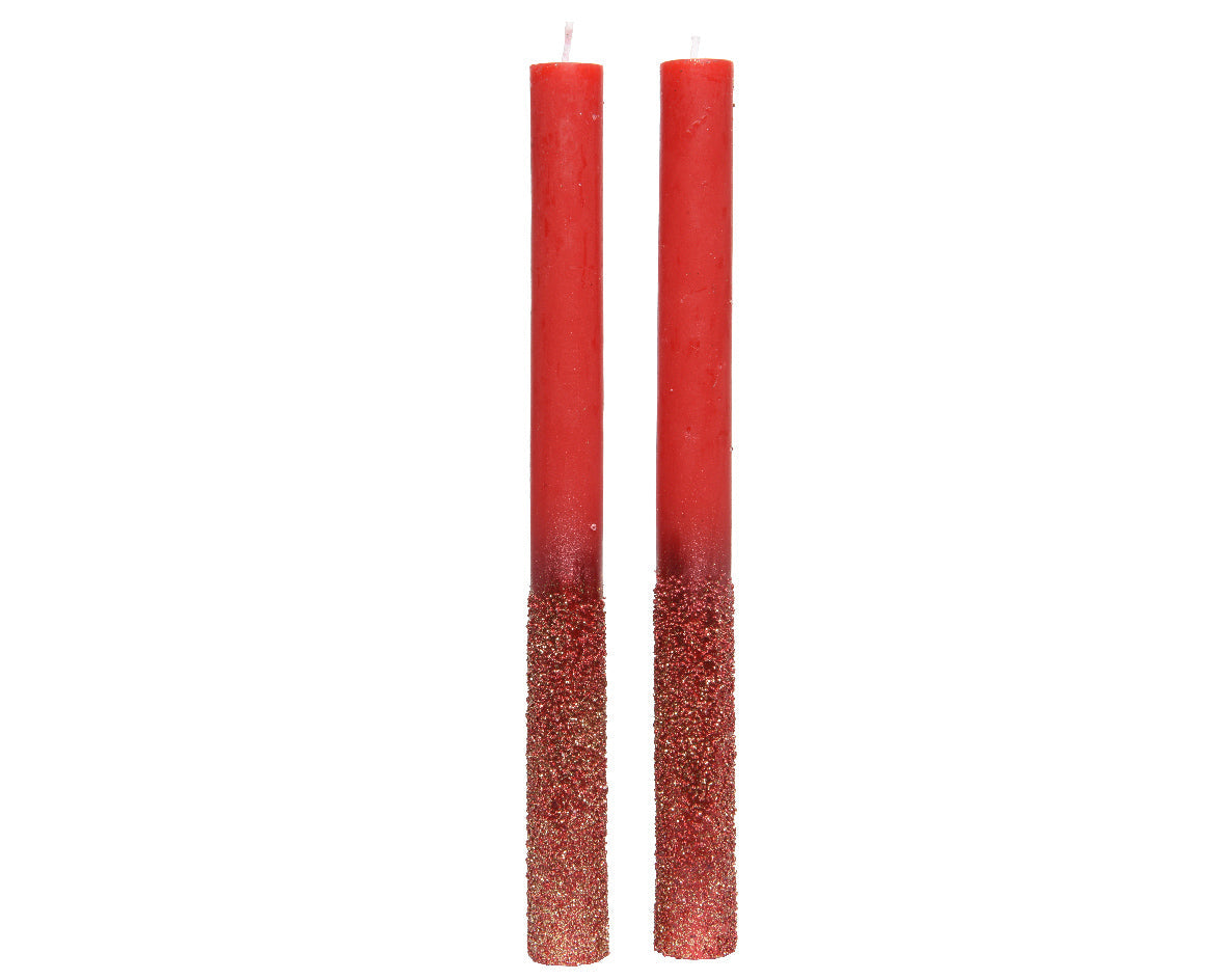 Vela de cera con purpurina color Rojo de Navidad