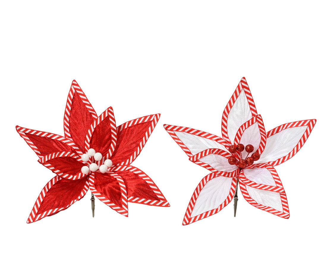 Floral de Navidad roja y blanca de poliéster de 31cm