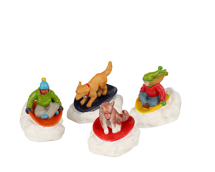 Diversión En Trineo Con Perro, Set De 4