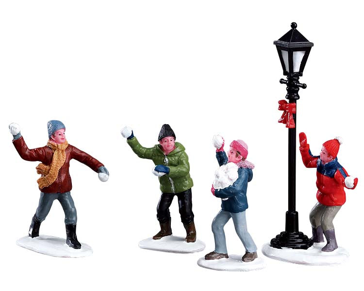 Snowball Fight!,  Set Of 4 Colección Villas De Navidad LEMAX®