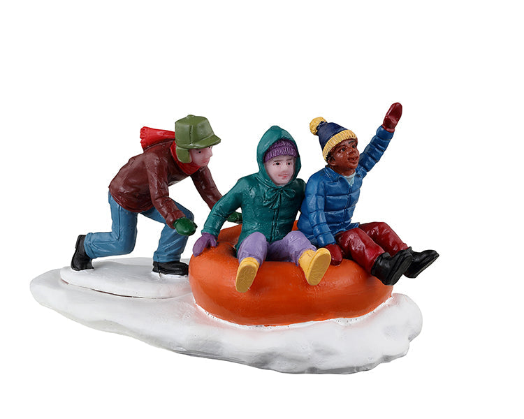 Figura decorativa de Trío de niños en Trineo