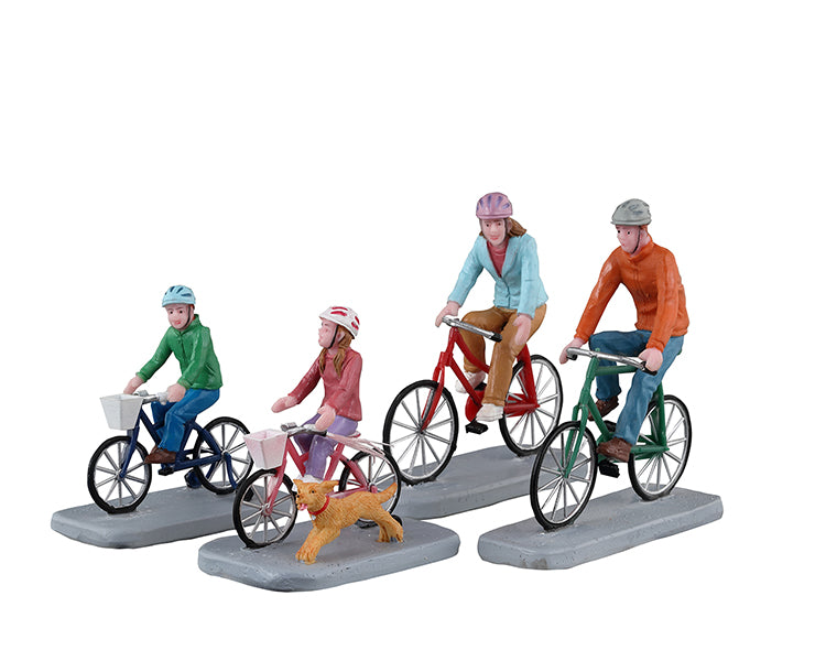 Family Bike Ride,  Set Of 4 Colección Caddington Village de LEMAX