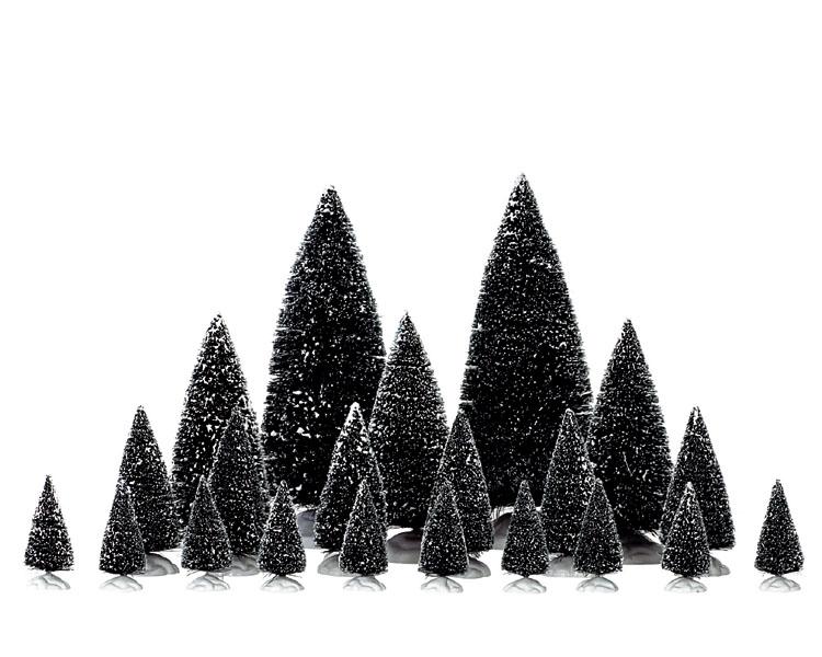 Set de 21x Árboles de pino para villas navideñas LEMAX