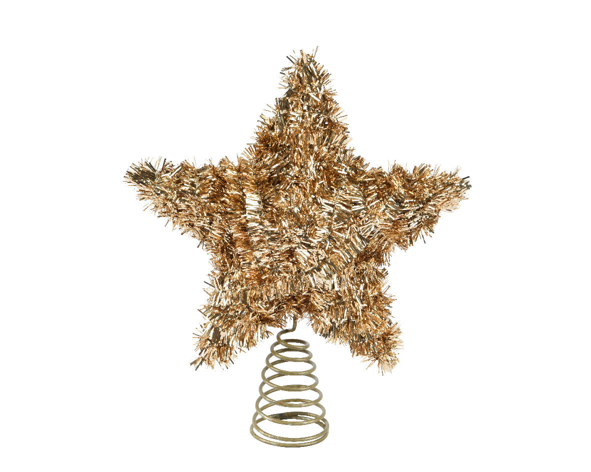 punta de árbol de Estrella con luces dorado 20cm