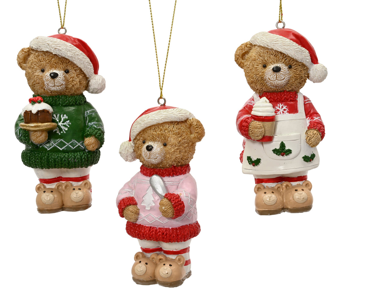 371900-Adorno colgante de poliresina con forma de oso de pie-navidad-envio-canarias